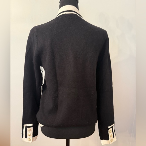 Adrienne Vittadini Black Cardigan with Cream Accents - Picture 2 of 8